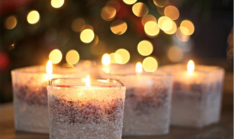 DIY snow candles from votives