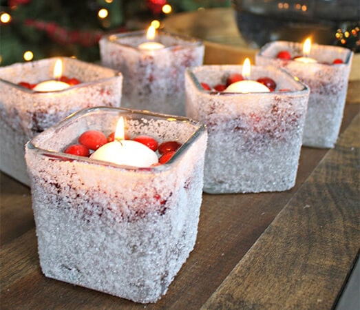 DIY Snowy Cranberry Candles
