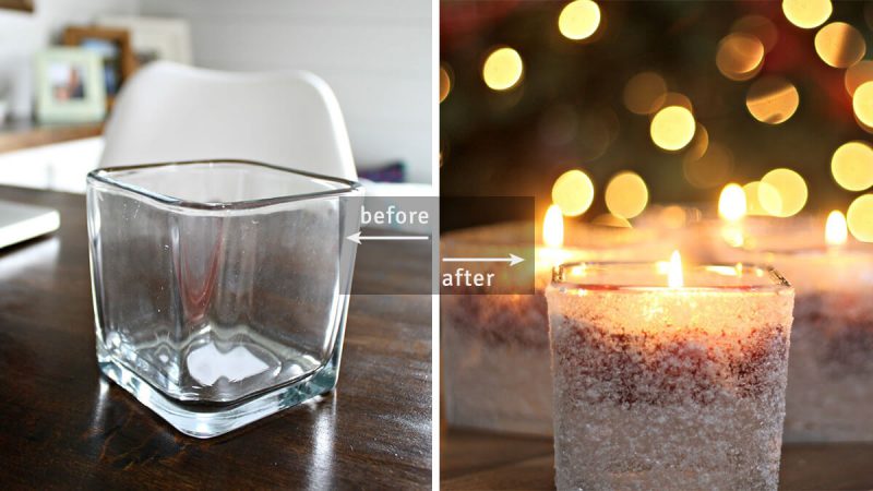 DIY Snowy Candles From Votive Holders