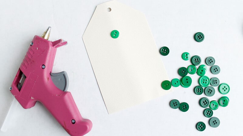 Glue Gun, Green Buttons, Cardstock