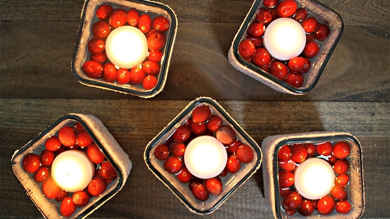 Snow Candles with Cranberries