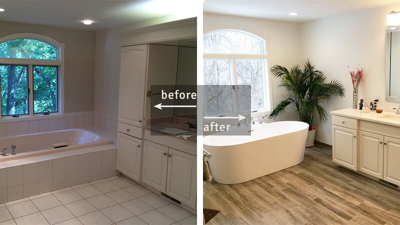 Bathroom before-and-after in Rochester