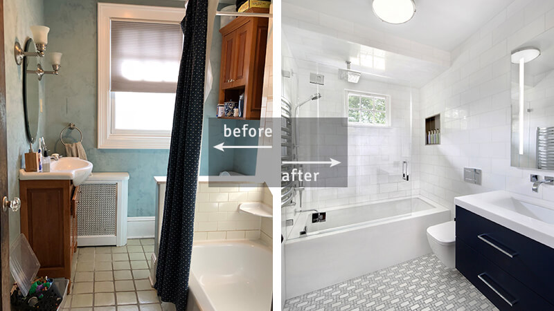 Modern bathroom before-and-after in New York