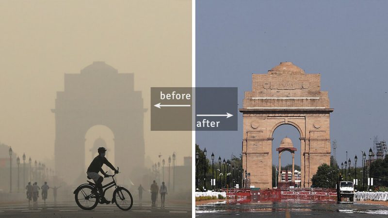 New Delhi, India, War Gate Memorial, Air Pollution During COVID-19 Lockdown