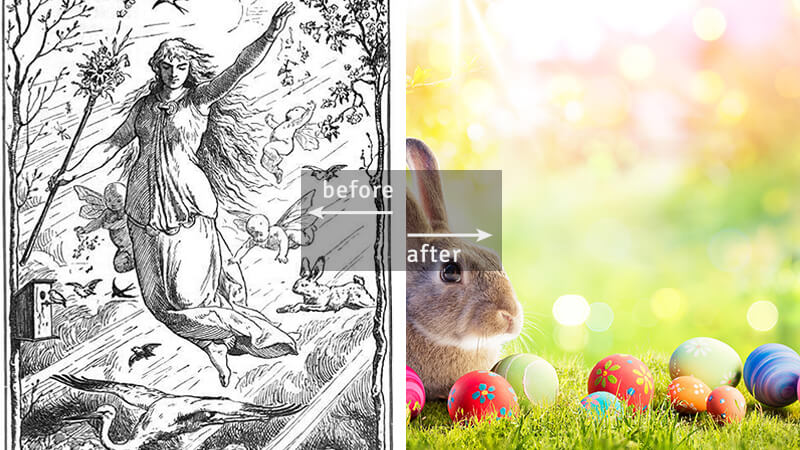 Ostara - goddess of spring / Easter bunny & eggs